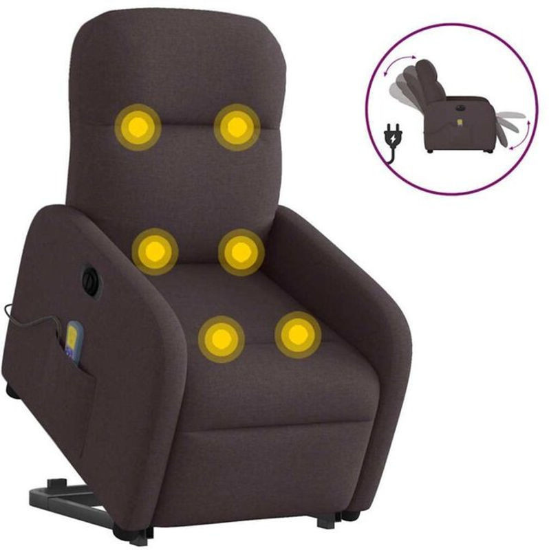 Elektrischer Massagesessel mit Aufstehhilfe von vidaxl in Braun aus Stoff und Metall - Bild 1