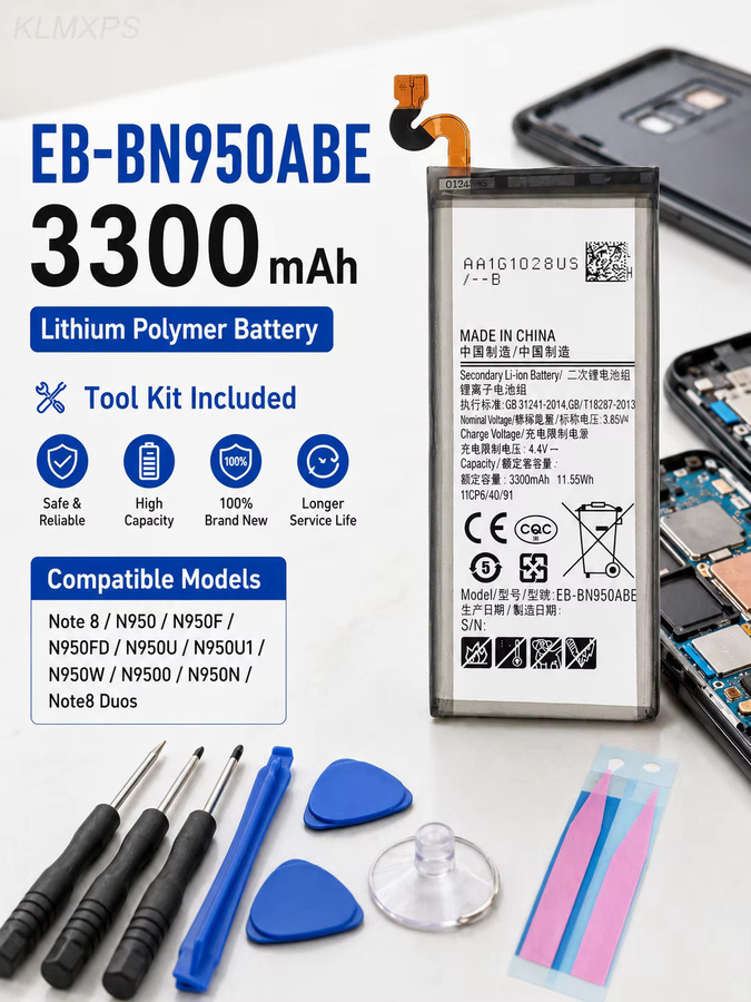 Samsung Galaxy Note 8 Akku EB-BN950ABA EB-BN950ABE mit Werkzeug, 3300 mAh, Schwarz - Bild 6