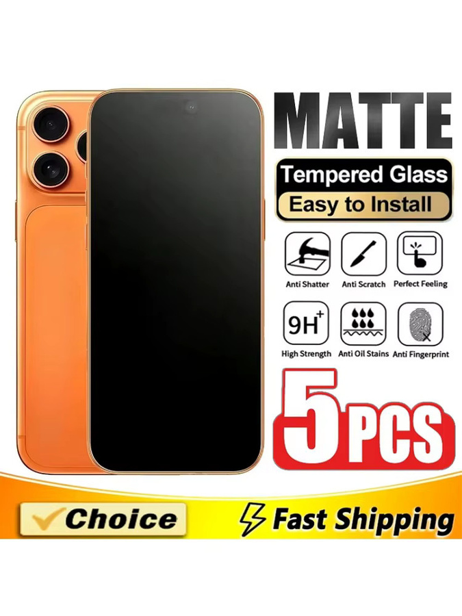 5 Stück mattes gehärtetes Glas Displayschutzfolie für iPhone 11 12 13 14 15 16 Pro Max Mini Plus XR X XS MAX Frosted Schutzfolie - Bild 4