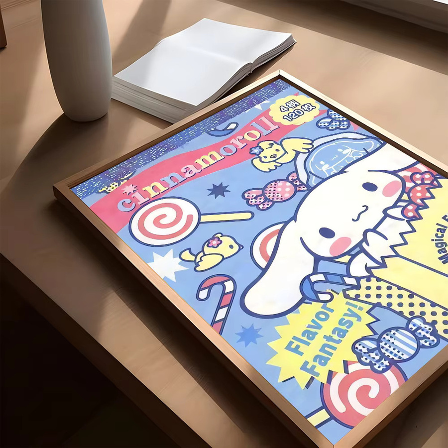 Kawaii C-Cinnamoroll Anime-Poster selbstklebend in HD-Qualität, buntes Retro-Wandposter aus Papier zur Raumdekoration - Bild 5