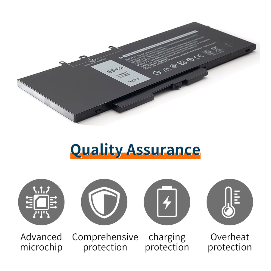 GJKNX Laptop-Akku für DELL Latitude E5480 5580 5490 5590 und Precision M3520 M3530 Serie, GD1JP, 7,6V, 68Wh, Schwarz - Bild 2
