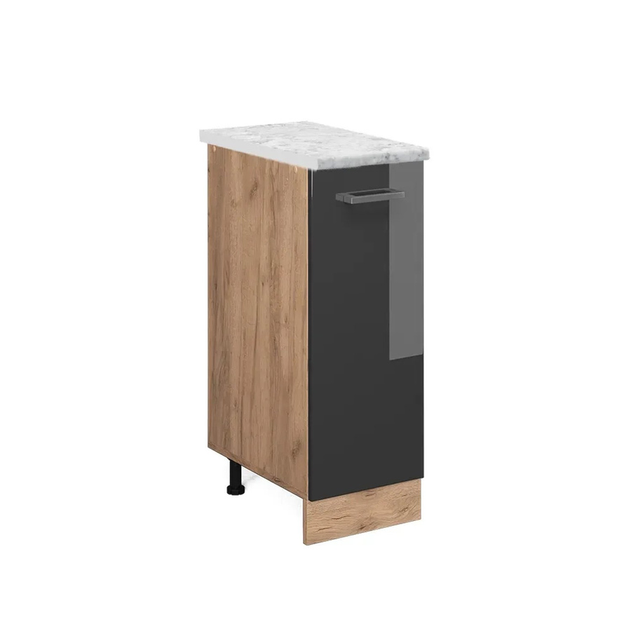 Vicco Apothekerschrank R-Line in Anthrazit Hochglanz und Goldkraft Eiche mit Marmor-Optik, B/T/H: 30,0 x 46,0 x 81,6 cm - Bild 2