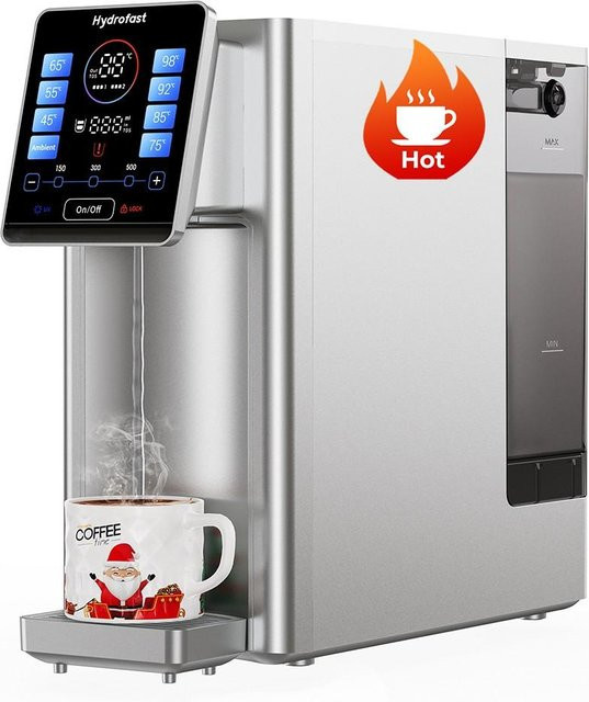 Hydrofast W100 Tischwasserfilter mit Touch-Display in Silber und Weiß aus Edelstahl - Bild 1