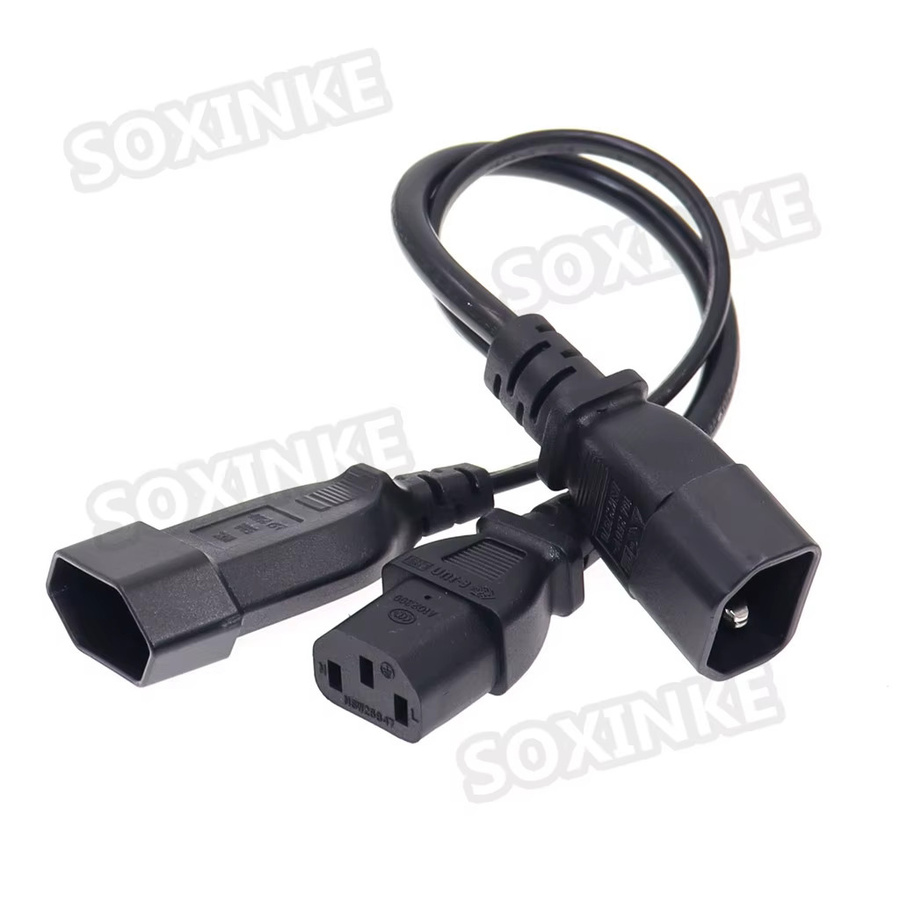 KYMISON Y-Typ Splitter Netzkabel IEC320 C14 auf 2x C13 und CEE7/16 Buchse, Schwarz, Länge: 0,3 m - Bild 2