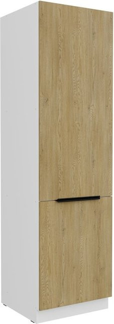 Küchen Hochschrank CREMONA in Eiche und Weiß mit 60 cm Breite - Bild 1