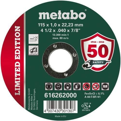 Metabo Trennscheibe gerade 115 mm für rostfreien Stahl, 100 Stück, Multicolour - Bild 1