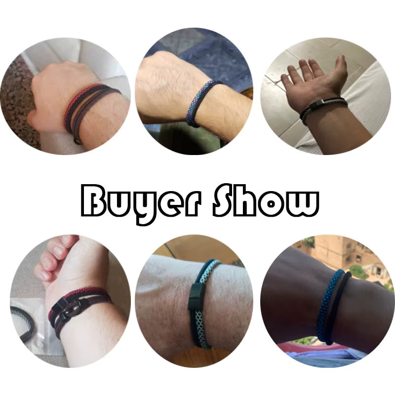 Paracord-Armband, Edelstahl-Magnetschnalle, zweifarbig, Herren - Bild 2