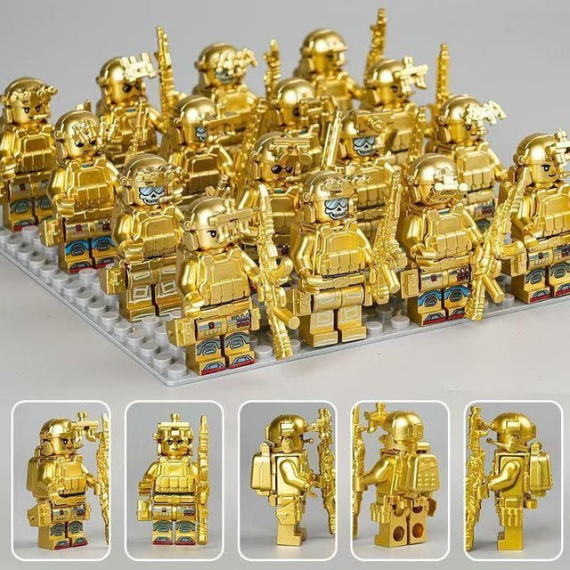 Baustein Gold Geist Gepard Marine Corps humanoide Puppe, Schneeleopard Wolfskrieger Spezialkräfte Mini-humanoide Puppe Spielzeug - Bild 1