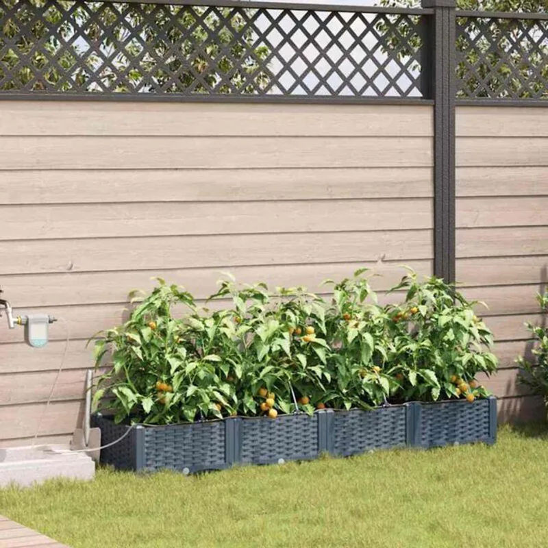 Vidaxl Gartenpflanzer aus Stahl und Kunststoff in Hellgrau, B/H/T: 160 x 40 x 22 cm - Bild 1