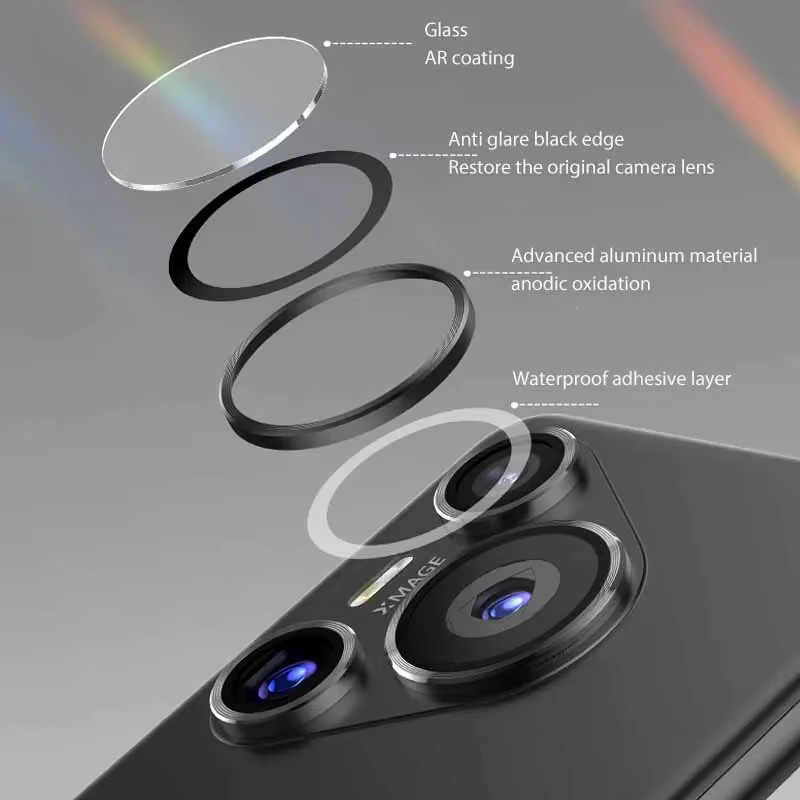 Kamera Schutz Set für Huawei Pura 70 Pro Plus und Huawei Pura 70 mit Metall Objektiv Ring und gehärtetem Glas in Schwarz und Multicolor - Bild 4