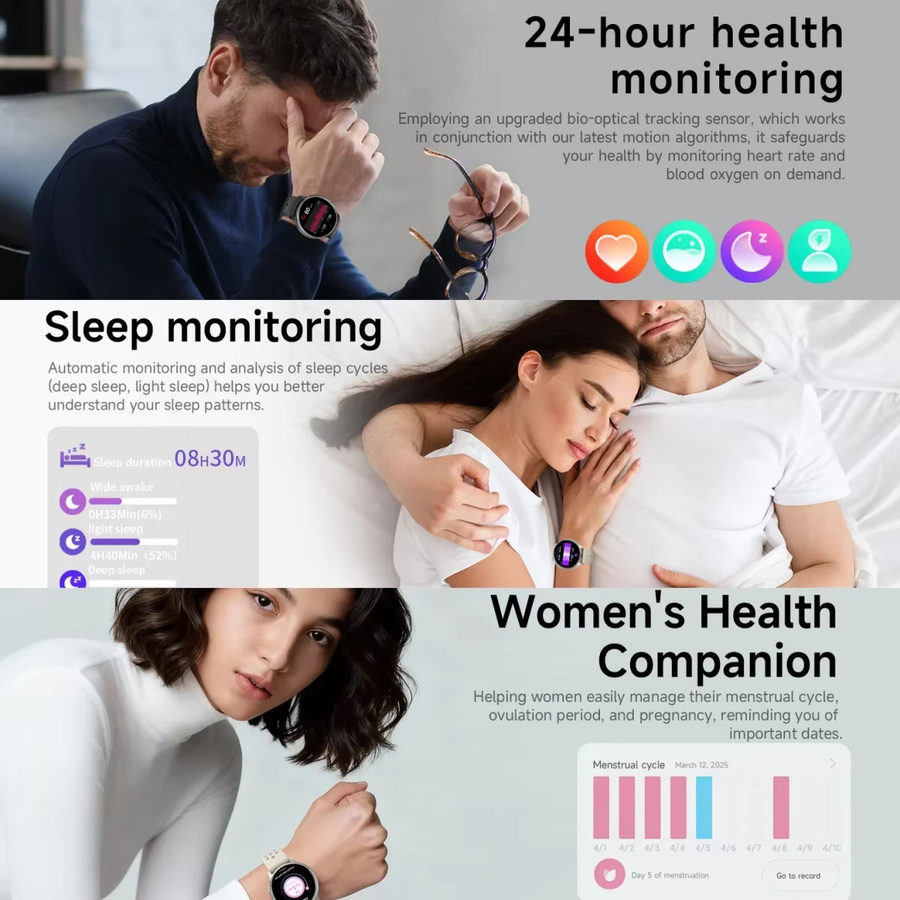 KULANNDER GPS-Smartwatch mit 1,32 Zoll AMOLED Display in Schwarz mit Bluetooth-Anrufen, Höhenmesser, Barometer, Kompass und LED-Taschenlampe, 3ATM wasserdicht und ultraleicht mit 41g - Bild 5