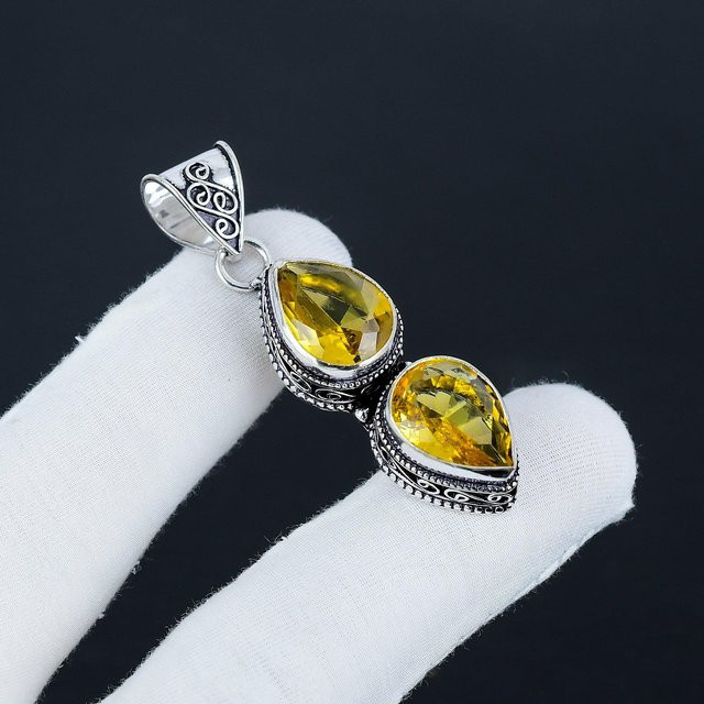 Anhänger Citrin, 925 Sterlingsilber, gelb, Unisex - Bild 1