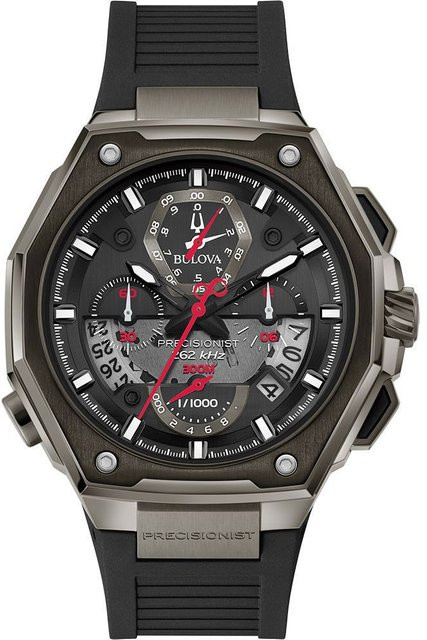 Bulova Chronograph Herrenuhr, Quarz, Edelstahl, 46 mm, Schwarz, 30 ATM - Bild 1