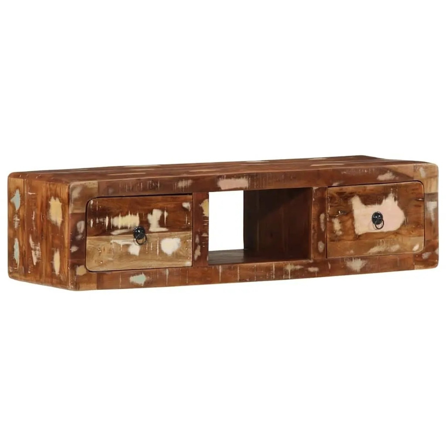 vidaXL TV-Wandschrank aus massivem Altholz in Braun, B/T/H: 100 x 32 x 25 cm - Bild 2