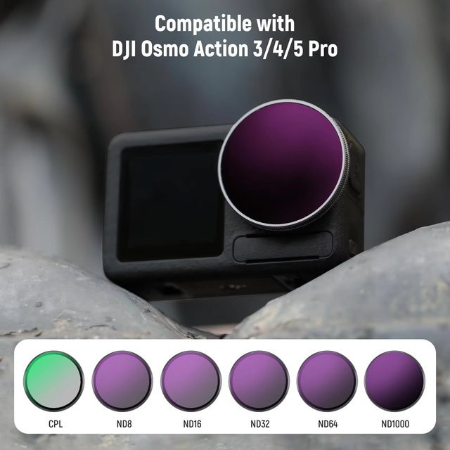 ND/PL-Filterset für DJI Osmo Action 3, 4 und 5 Pro, Polarisations- und Neutraldichte-Filterset für deine Action-Kamera - Bild 1