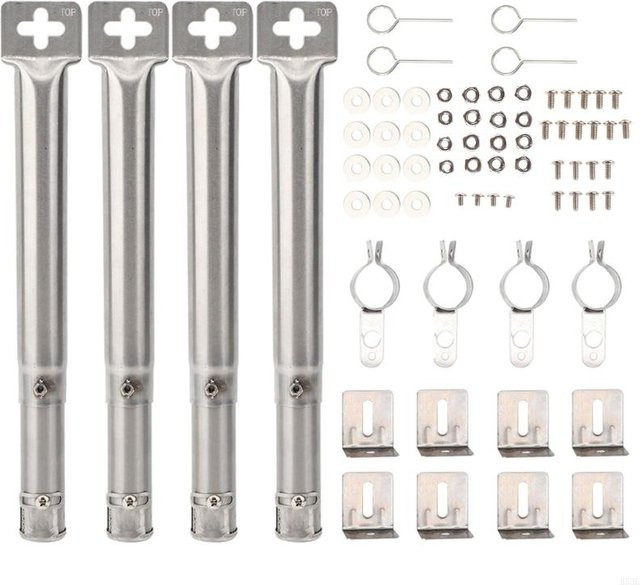 4er-Set Teleskop-Edelstahlrohr als universeller Ersatz für BBQ-Grillbrenner in Silber - Bild 1