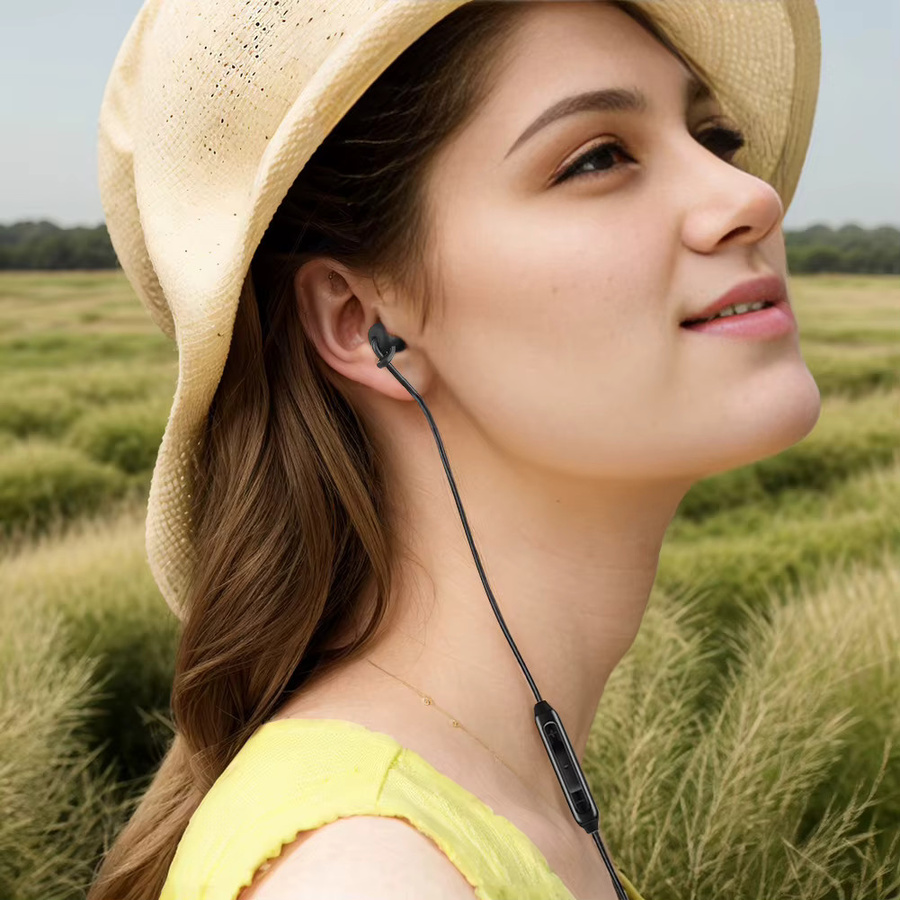 VODOOL In-Ear Kopfhörer mit Mikrofon, einseitige Silikon-Ohrhörer für Smartphones und MP3, 3,5 mm Jack oder USB-C, Schwarz - Bild 2