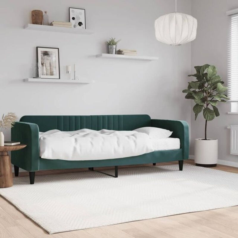 Vidaxl Polsterbett Tagesbett mit Matratze aus Samt und Metall in Grün B/T/H: 200 x 80 x 90 cm - Bild 1
