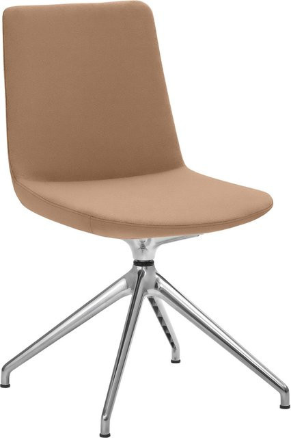 Mayer Sitzmöbel Stuhl mit Sternfuß-Gestell aus Edelstahl, Mikrofaser in Lederoptik, hellbraun, B/T/H: 48 x 55 x 88 cm - Bild 1