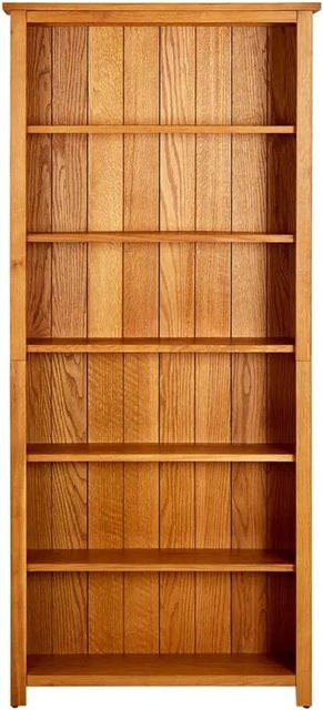 vidaXL Bücherregal aus Massivholz und MDF in Eiche Rustikal Braun mit 6 Fächern, B/T/H: 80 x 22,5 x 180 cm - Bild 1