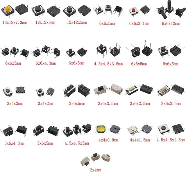 125 Stück SMD und DIP Micro Taster Set mit 25 verschiedenen Arten für Arduino, Mini Reset Schalter Assortiment - Bild 1