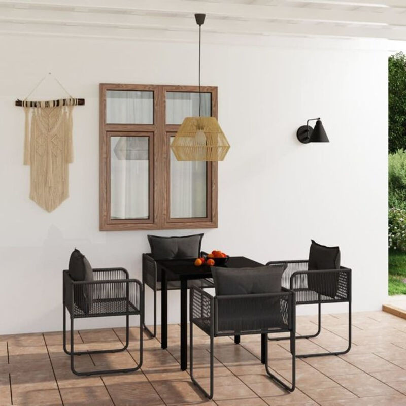 Vidaxl 5-tlg. Gartenmöbel-Set Modern in Schwarz aus Metall, Glas und Polyester - Bild 1