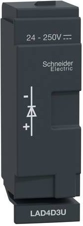 Schneider Electric LAD4D3U Beschaltungsmodul mit Freilaufdiode 24-250VDC in Anthrazit für D40A/D65A Kleinverteilerzubehör - Bild 1
