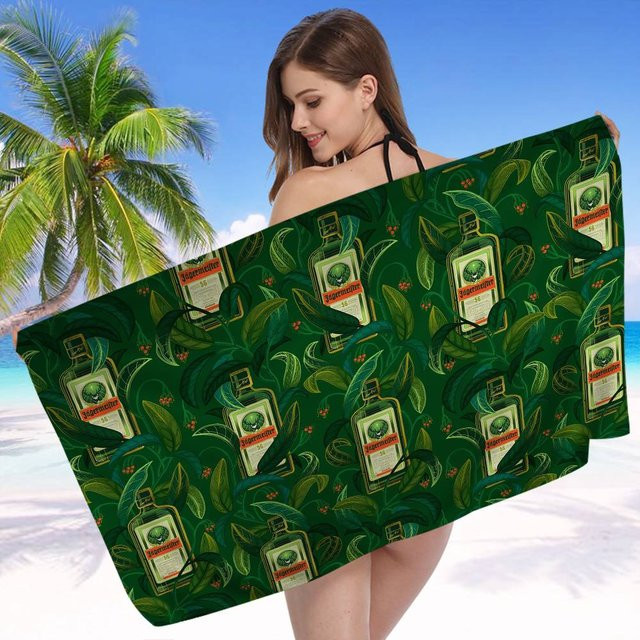 JMG Household Supplies Mikrofaser Strandtuch mit Jagermeister Logo, schnelltrocknend und super saugfähig, Grün, B/H: 30 x 60 cm - Bild 1