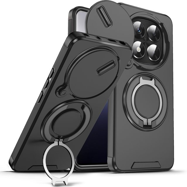 Magnetische Ringständer-Handyhülle für Xiaomi Poco M8 Pro Redmi Note 15Pro 4G Plus 5G mit Schiebe-Kameraschutz aus TPU-Kunststoff in Blau oder Schwarz - Bild 1