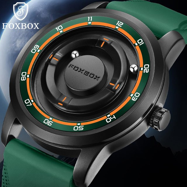 FOXBOX Armbanduhr Quarz, Silikon, Herren, Grün - Bild 1