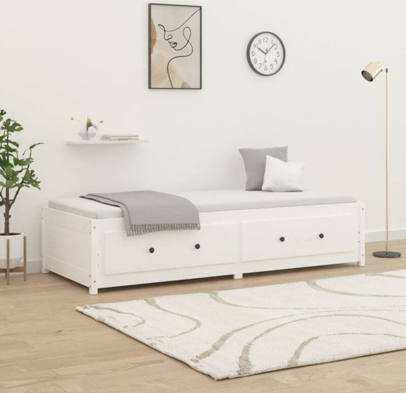 Vidaxl Tagesbett aus Massivholz Kiefer in Weiß, B/T/H: 200 x 80 x 44 cm (ohne Matratze) - Bild 1