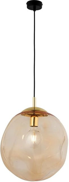 Licht-Erlebnisse Pendelleuchte aus Rauchglas in Bernstein und Gold, Durchmesser: 30 cm, Fassung E27 - Bild 1