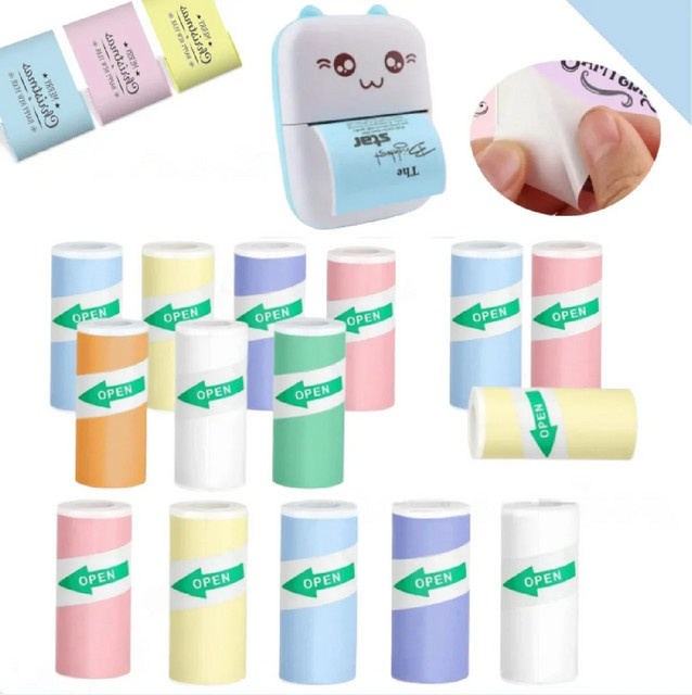 Farbige Thermopapier-Etiketten und Fotopapier-Aufkleber für Mini-Drucker, Breite: 57 mm, Mehrfarbig - Bild 1
