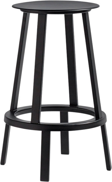 HAY Revolver Barhocker in Schwarz aus mattem Stahl im Industrial Design - Bild 1