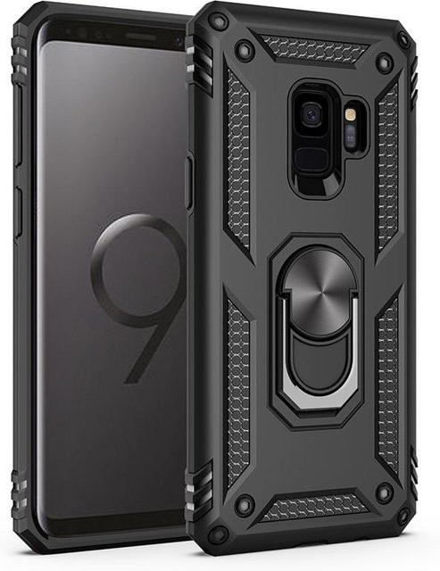 Samsung Galaxy S9 Plus und S9 Schutzhülle Armor Case mit Magnet Autohalter und Ring in Schwarz - Bild 1