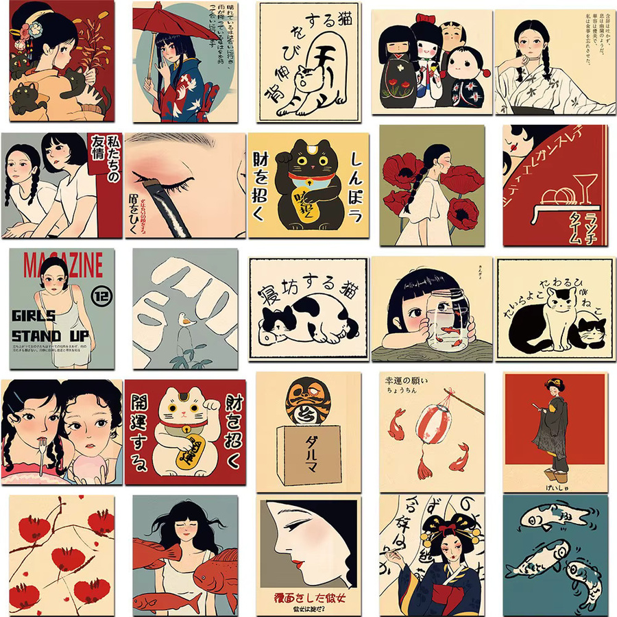 Japanische Mädchenkultur-Aufkleber, Traditionelle Elemente, 50-teiliges Set - Bild 2