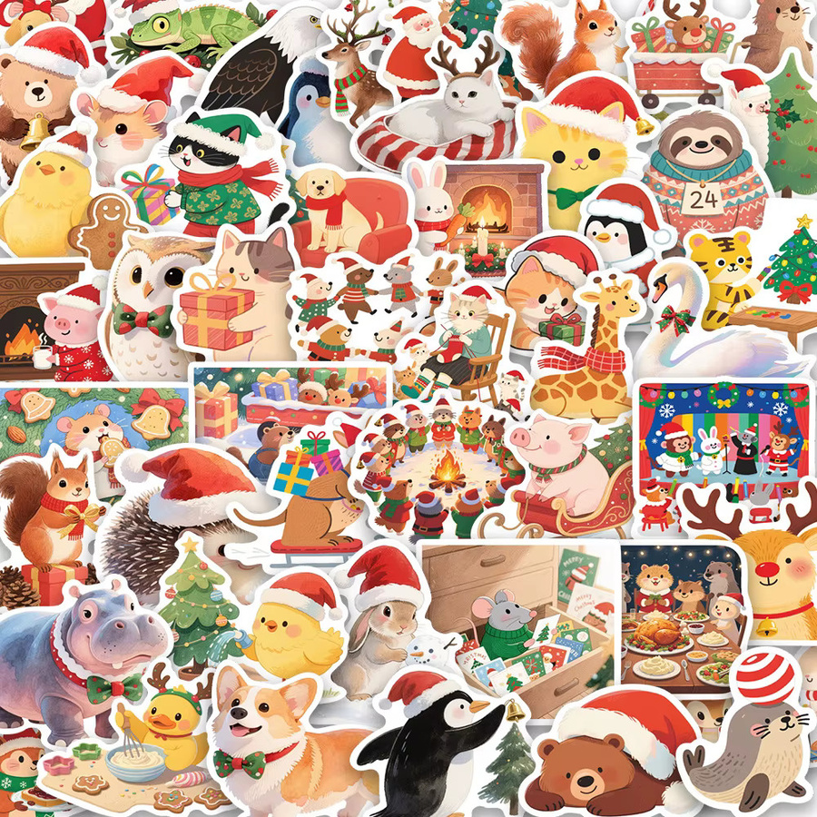 Charile Cartoon-Tier-Weihnachts-Aufkleber, multicolor, 10-teiliges Set - Bild 2