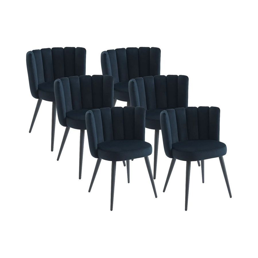 Vente-unique Stuhl Pranila in Schwarz aus Samt und Metall im Art Deco Stil - Bild 2