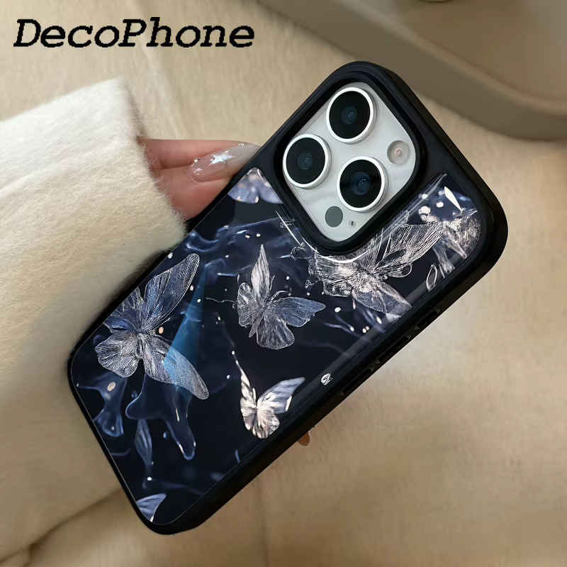 DecoPhone Sturzresistente iPhone Handyhülle mit galvanisiertem Schmetterlings-Epoxy-Design für iPhone 11 bis iPhone 16 Pro Max AIR PLUS - Bild 4
