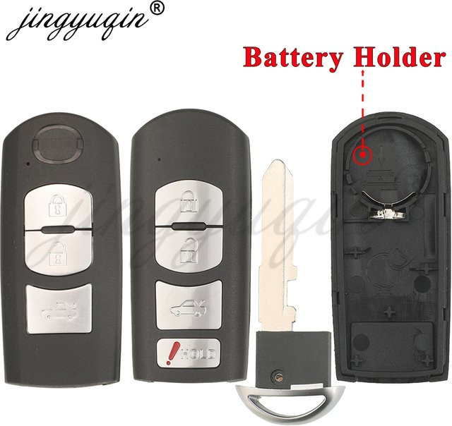 Jingyuqin Ersatzgehäuse für Mazda 2 3 6 CX-3 CX-5 MX-5 M3 M6 KD Keydiy Autoschlüssel in Schwarz mit 3/4 Tasten - Bild 1