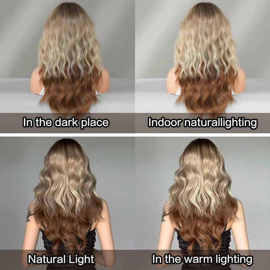 7JHH WIGS Lange Wasserwellen-Perücke, Blond und Kupfer, Damen - Bild 4