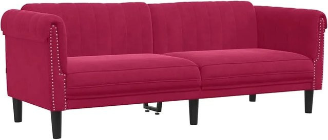 vidaXL 3-Sitzer Sofa aus Samt in Weinrot mit Holzrahmen, modern und linear, B: 203 cm, H: 77 cm, T: 74 cm - Bild 1