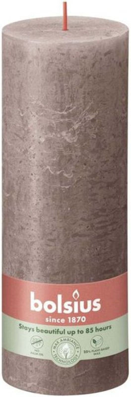 Bolsius Rustik Stumpenkerze aus Palmwachs in Taupe, Durchmesser: 6,8 cm, Höhe: 19 cm - Bild 1