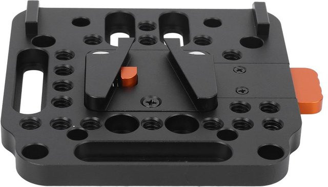 KONNWEI V-Mount Akku-Board-Basis Vollmetall Schnellwechselplatte mit Gewindebohrungsschlitz in Orange Black - Bild 1