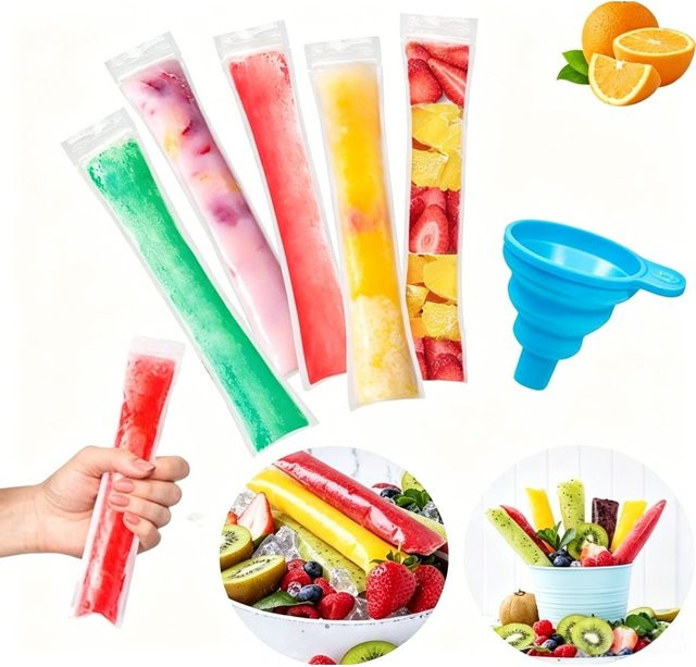 Einweg-Eisbeutel aus transparentem Kunststoff, lebensmittelechte Gefrierröhrchen für Joghurt, Fruchtstiele und Smoothies - Bild 1