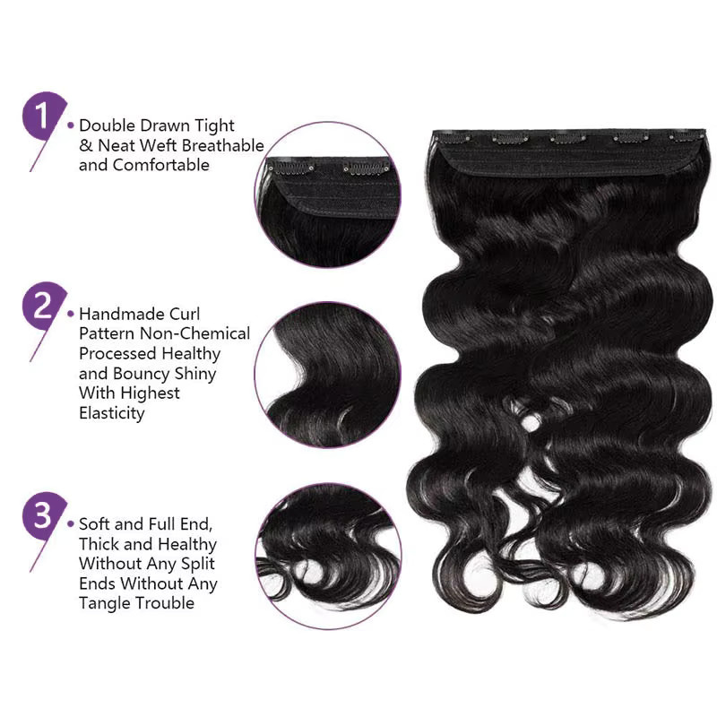 Happy Monday Clip-In Haarverlängerungen Body Wave, 100g, Echthaar - Bild 2