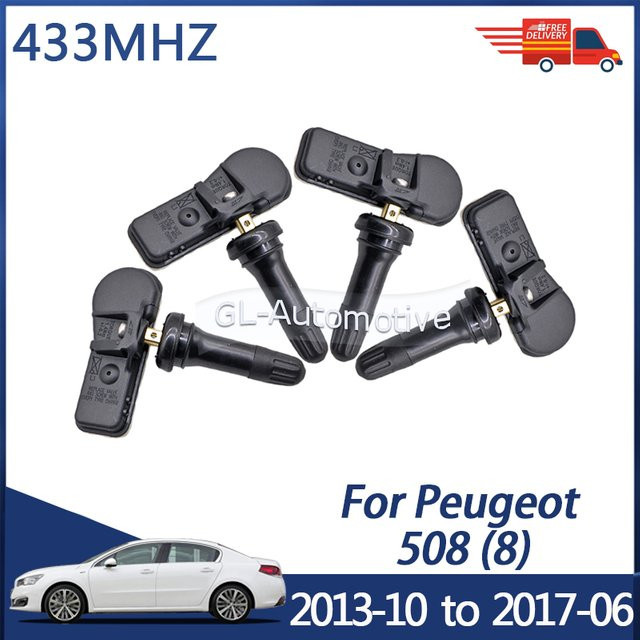 GANGLE TPMS Reifendrucksensor Set 4 Stück in Schwarz für Peugeot 508, 5008 und 3008 mit 433MHz - Bild 1