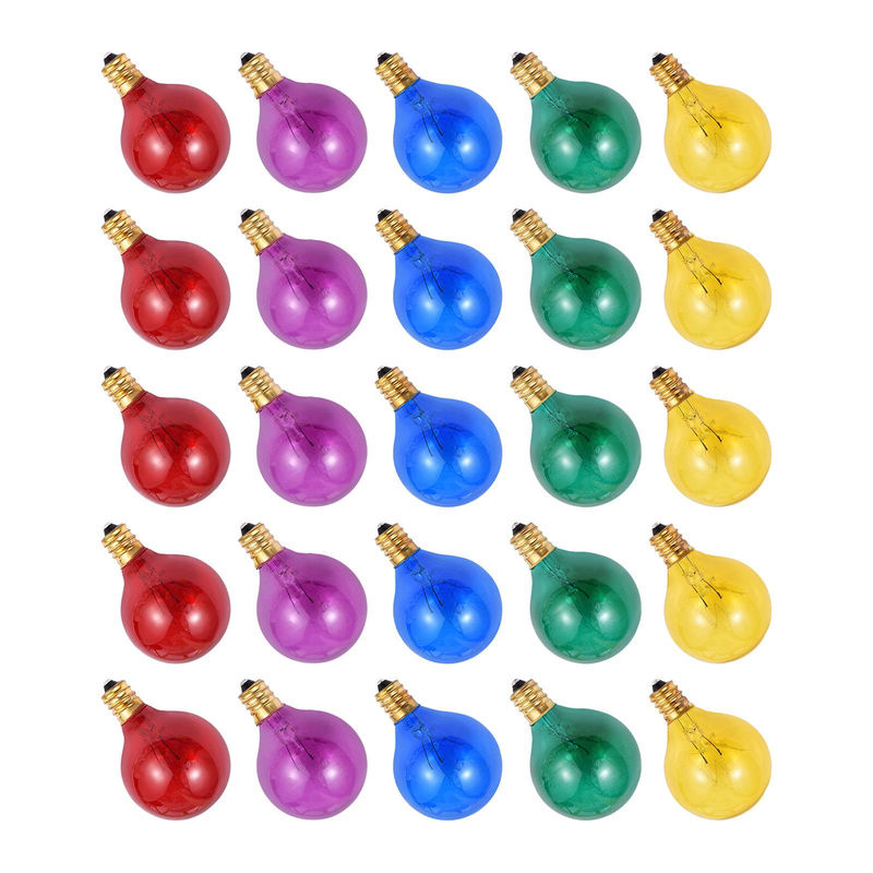 25er Set TOMTOP JMS G40 Wolfram Glühbirnen mit E12 Sockel, 7W, 220-240V, dekorative Globe Glühbirnen in Blau, Grün, Rot, Gelb und Multicolour - Bild 7
