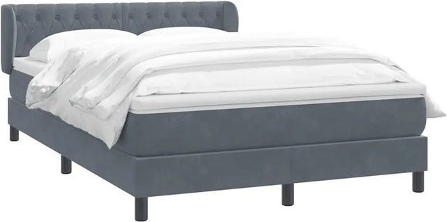 vidaXL Boxspringbett mit Matratze aus Samt in Dunkelgrau, B/T/H: 160 x 210 x 78 cm - Bild 1