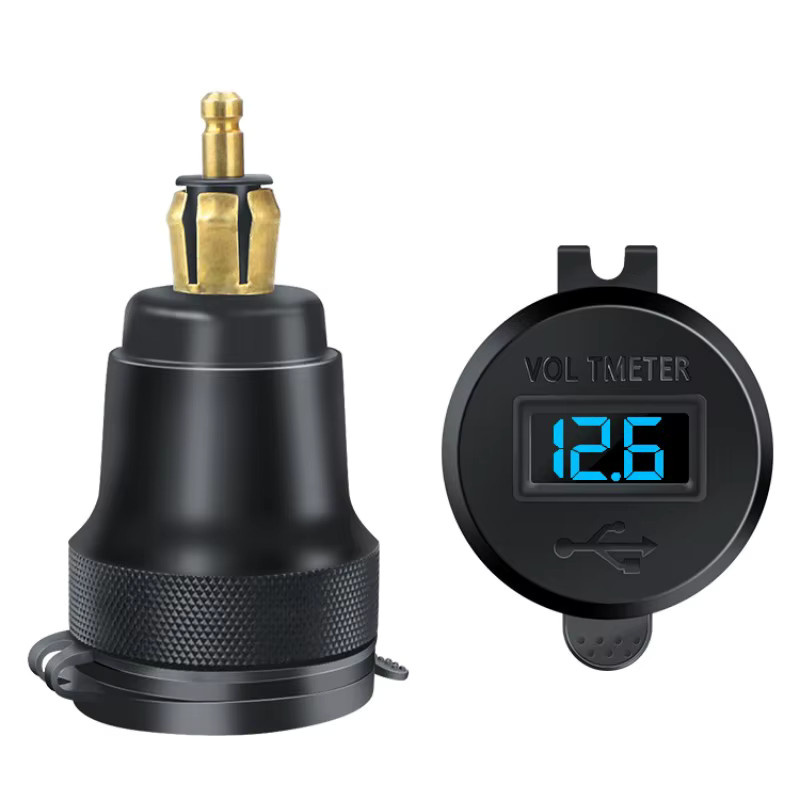 Hella Motorrad USB-Ladegerät mit USB-C und Dual USB Anschlüssen sowie Voltmeter und Ein-Aus-Schalter in Metallgehäuse für BMW Ducati Triumph - Bild 5